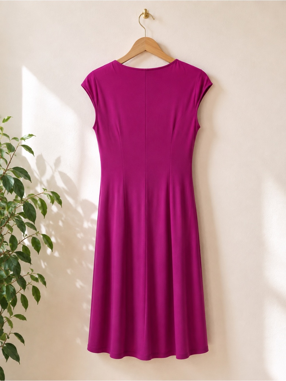Kasper Magenta Faux Wrap Cascade Ruffle Sheath Dress Size 10 NWT Wedding Guest - Picture 3 of 7